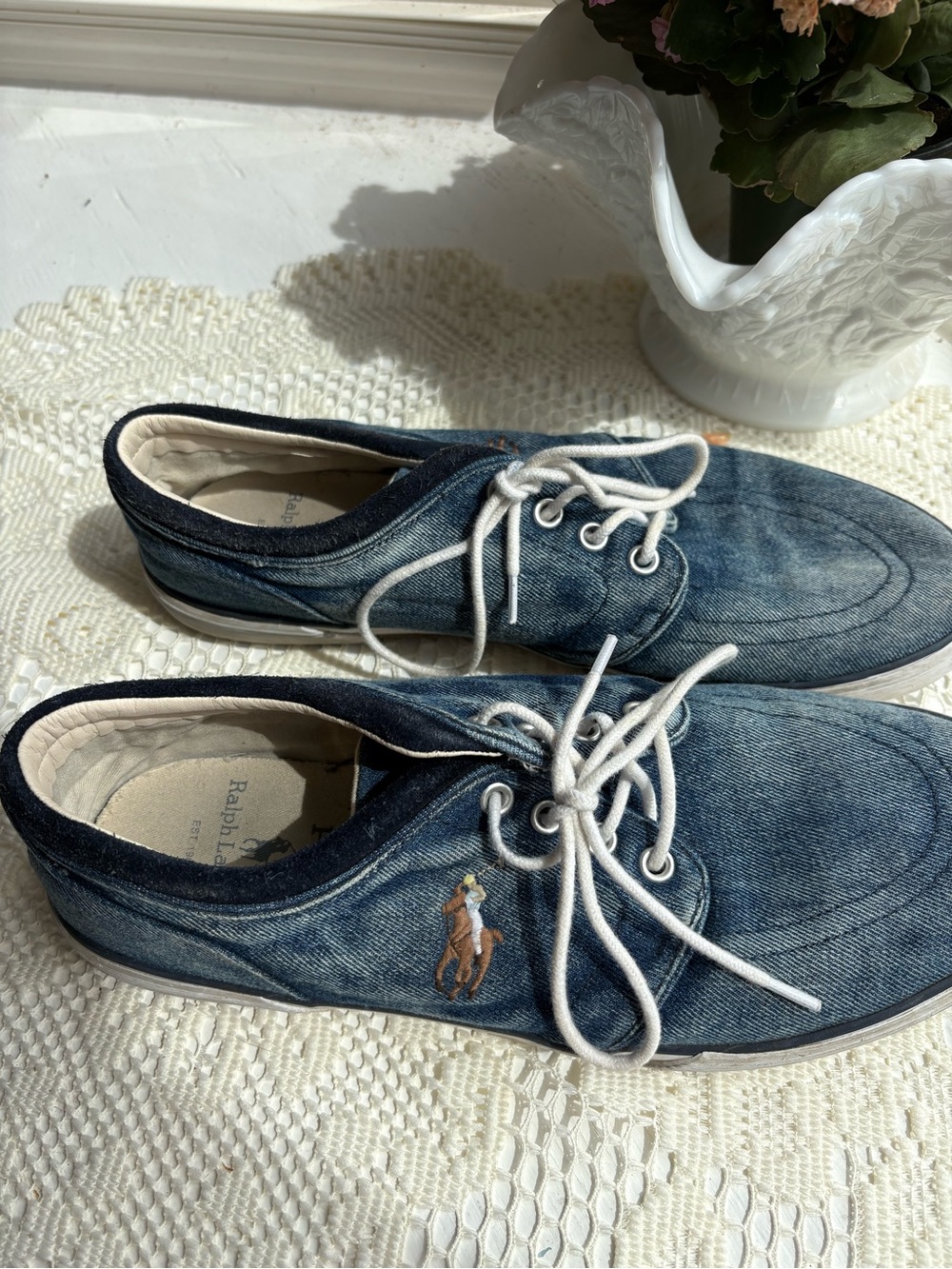 Polo by Ralph Lauren Denim Boat Shoes with White Laces